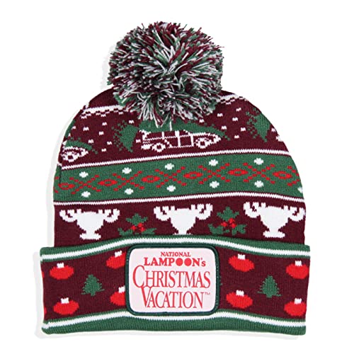 National Lampoons Christmas Vacation Fair Isle Cuffed Pom Beanie Hat Multicolored