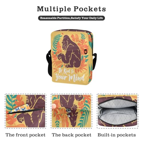 Summer Tropical Gorilla cute messenger bag cross body bag for woman Shoulder Handbags Adjustable Strap for School outdoor sports2