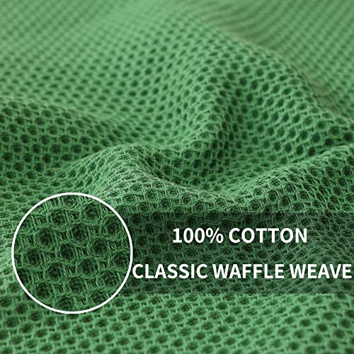 Image of Homaxy 100% Cotton Waffle Weave Kitchen Dish Cloths, Ultra Soft Absorbent Quick Drying Dish Towels, 12 x 12 Inches, 18-Pack, Grass Green