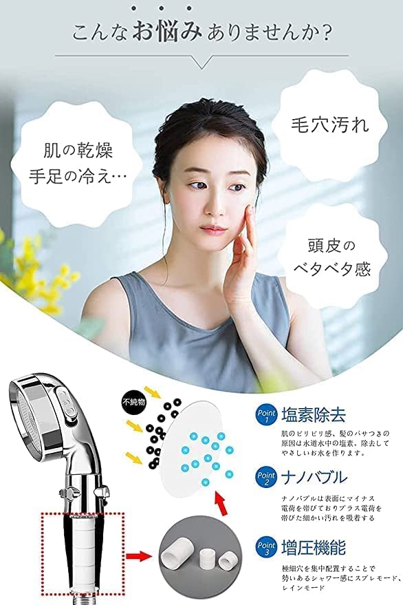 Amazon.co.jp: 東京星川 シャワーヘッド 節水 塩素除去 3段階モード