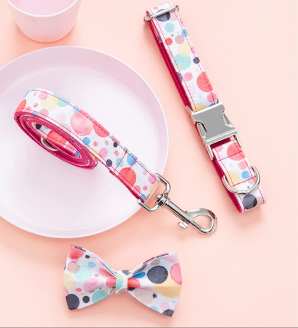 Correa Perro Correr Bubble Pet Collar Leash Bow Set Poliéster Bowtie Correa Cómodo Antideslizantes Reforzada(49-55cm)