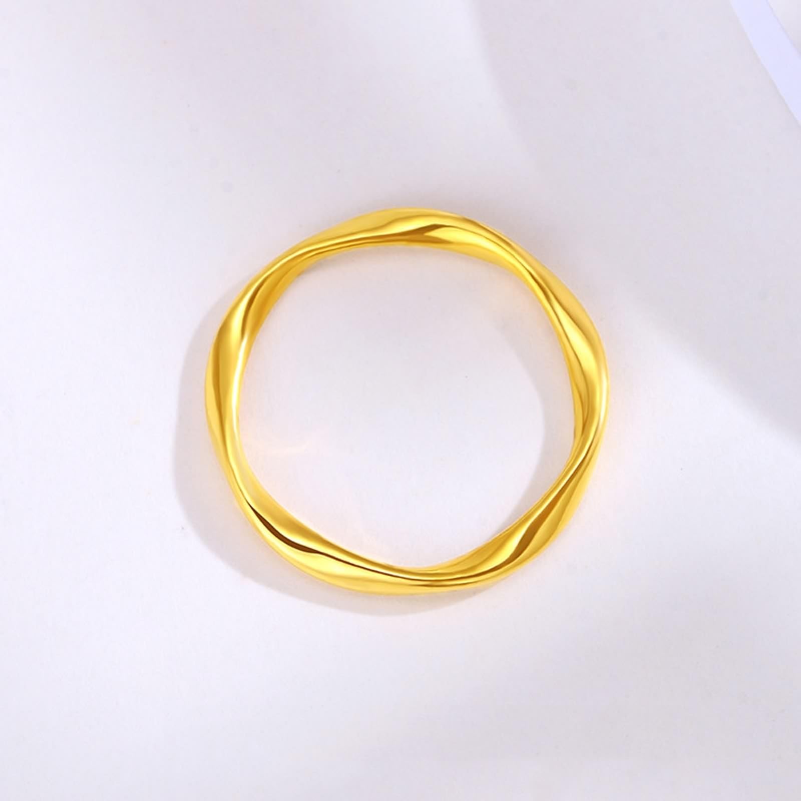 AMDXD Anello nuziale in oro giallo 24 carati Au999, morbido, sottile, 2 mm, anello dell'amicizia 999, misura 47-62