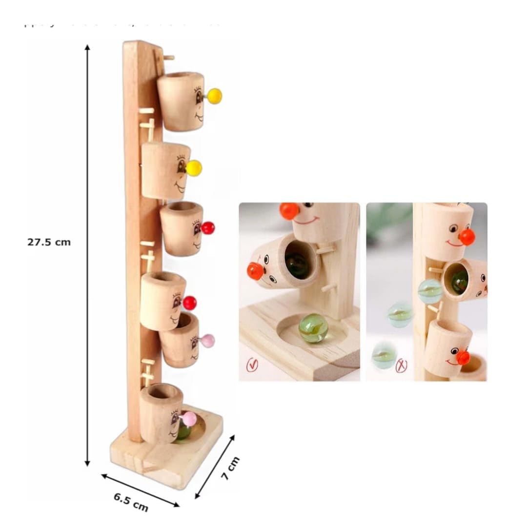 Wooden Marble Track Game, Smiley Face Ball Slider Tree, Educational Family Indoor Toy 1