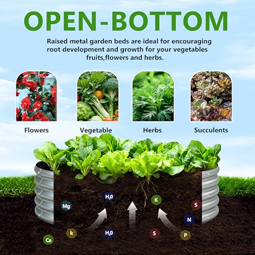Image of 3Pack 3x3x1ft Galvanized Raised Garden Bed, Planter Raised Garden Beds Outdoor, Round Clearance Raised Garden Beds for Gardening Vegetables
