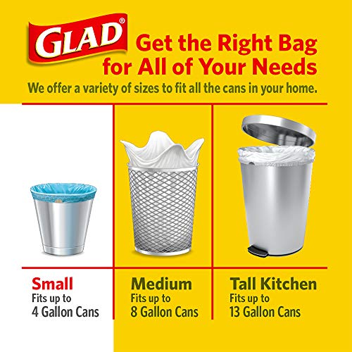 Glad Small Kitchen Drawstring Trash Bags 4 Gallon Green Trash Bag, Febreze Beachside Breeze, 80