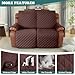 Ruaozz Waterproof Recliner Sofa Covers, 1-Piece Couch Covers for Reclining Couches Reclining Couch Cover Washable Furniture Protector with Elastic Straps Pocket for Kids Pets (Coffee, 2 Seater)