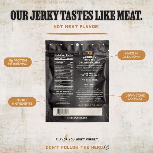 Image of No Mans Land Slow-Dried Beef Jerky | Smoked & Seasoned Jerky Strips | High Protein, Low Carb Beef Snack | Gluten Free - MILD (5oz)