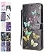 Produktbild Ancase Lederhülle kompatibel für Huawei Y6 2019 / Honor 8A Hülle Bunter Schmetterling Muster Handyhülle Flip Case Cover Schutzhülle mit Kartenfach Leder Tasche für Mädchen Damen