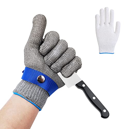 SOARFLY Guantes de protección contra cortes para cocina, guantes resistentes a los cortes, de acero inoxidable, de alto rendimiento nivel 9, de protección, guantes de carnicero, L, 1 unidad Cover