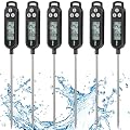 Copkim 6 Pcs Instant Read Meat Thermometer with Long Probe 9.65 Inch Kitchen Cooking Food Candy Waterproof Digital Thermometer for BBQ Water Milk Yogurt Liquid Cooking(Black)