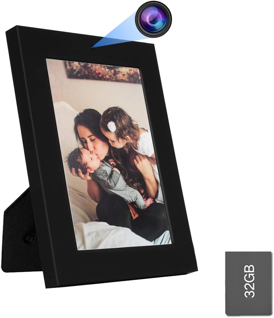 KAMRE 32GB Hidden Camera Photo Frame, 1080P Mini Spy Camera Picture Frame No WiFi Needed Nanny