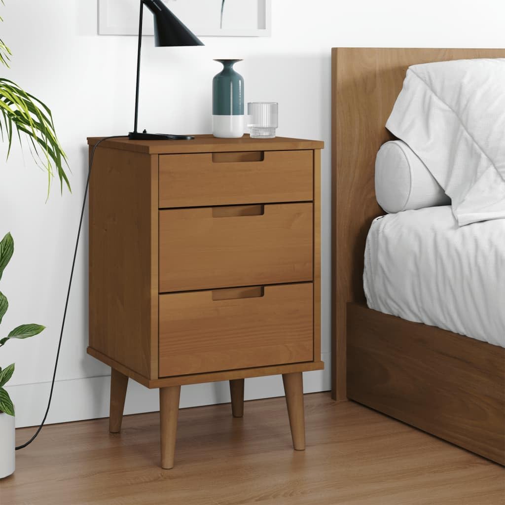 Homgoday Armoire de sol Mobilier de bureau, Table de chevet marron MOLDE 40 x 35 x 65 cm en bois massif de pin, Buffet Armoire, Table de chevet pour chambre à coucher