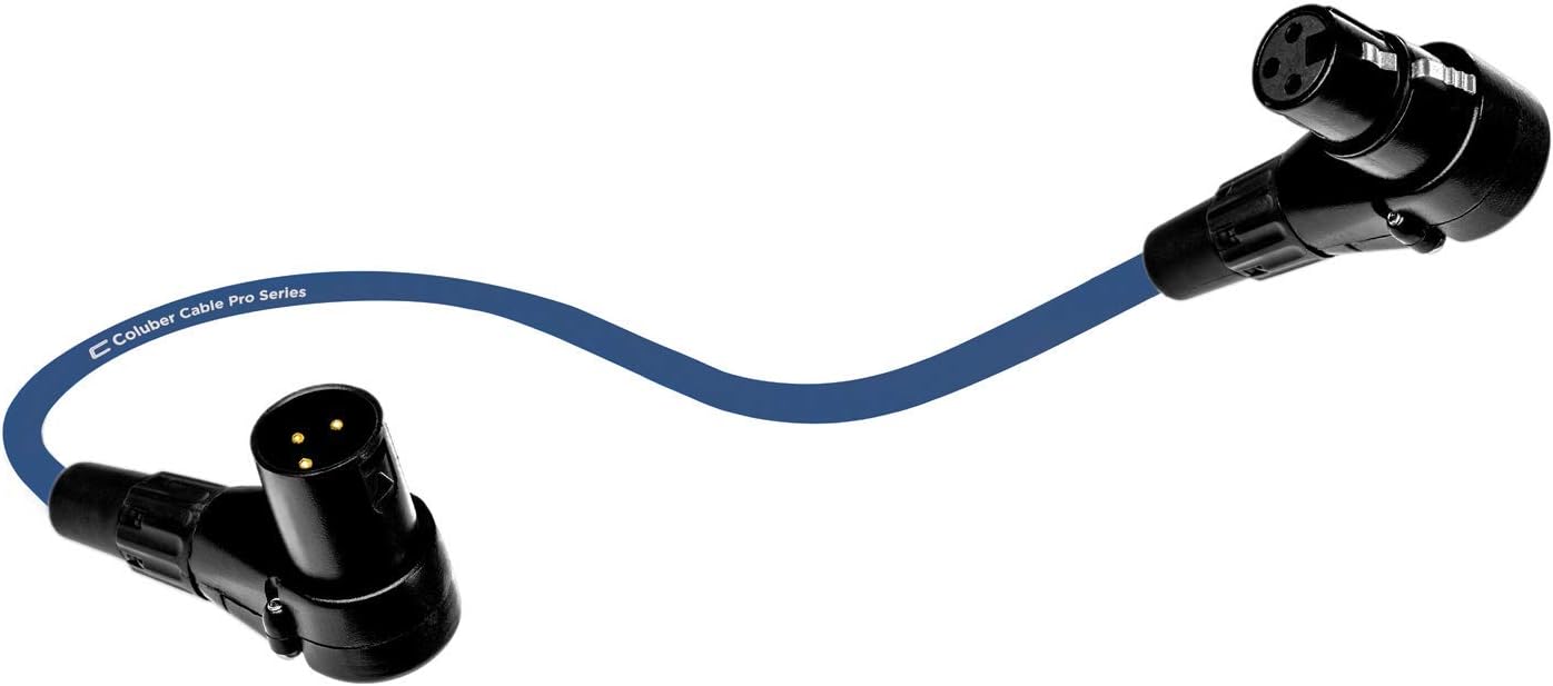 Balanced XLR Cable Right Angle Male to Right Angle Female - 3 Feet Blue - Pro 3-Pin 90 Degree Microphone Connector for Audio Interface or Mixer for Live Performance & Recording