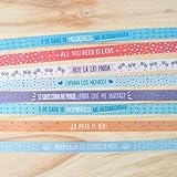 Pulseras impresas con nuestros mensajes para bodas mediante sublimación a todo color y con reverso blanco.