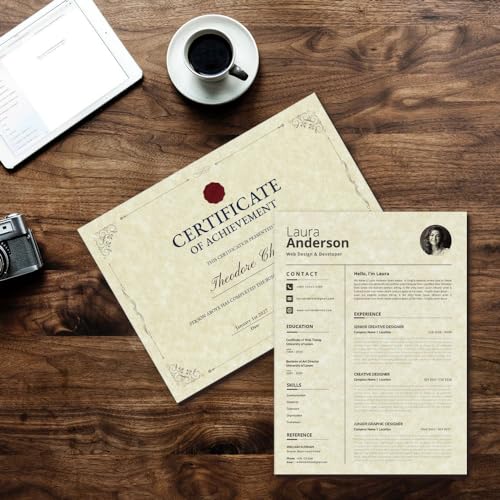 Image of 120 Sheets Parchment Paper for Certificates, 8.5 inch x 11 inch, 100 GSM Double-Sided Stationery Paper for Resumes & Diplomas, Printer-Friendly (Ivory) (Pack of 2)