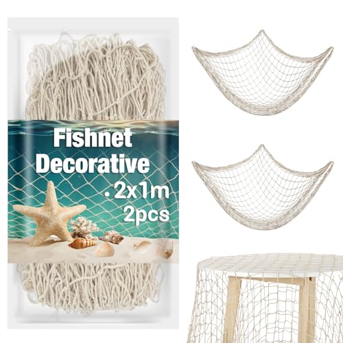 Fischernetz Deko Mesh Outdoor - Sukh 2 stück Fischer Netz Maritim Fischernetz Netz Meeres Fisch Fishing Fischnetz Maritime Dekoration Outdoor Zum...