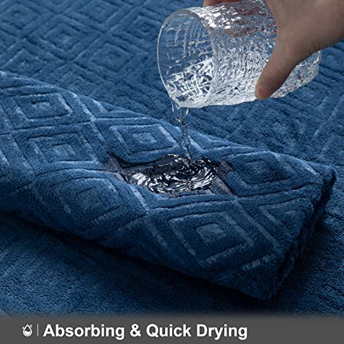 Chino Extra Large Bath Towel Set, 4 Piece Navy Oversized Bath Towels 35"X70"-Soft, Quick Dry, Super Absorbent, Diamond Pattern Microfiber Bath Sheets For Bathroom, Beach, Travel, Fitness, Yoga #TOP1