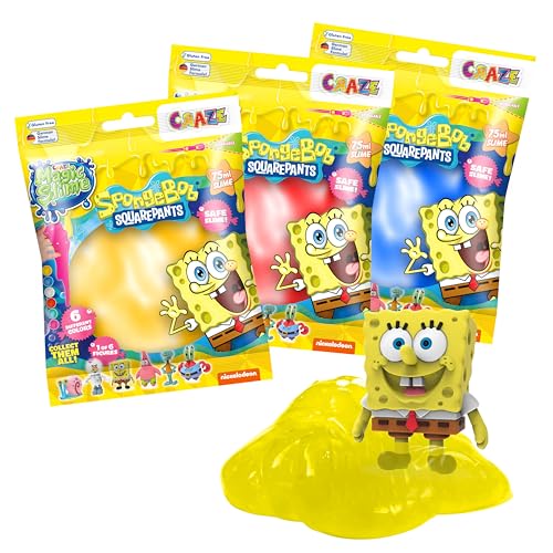 CRAZE Magic Slime Bag Surprise SpongeBob SquarePants Slime Toy Set Colourful Non-Sticky Slime for Kids with Mystery Figure Gift for Sponge Bob Fans