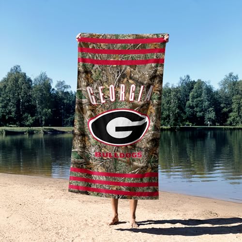 Image of Northwest NCAA Georgia Bulldogs Unisex-Adult Beach Towel, 30 inch x 60 inch, Realtree Stripes