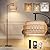 Arc Floor Lamps for Living Room with 3 Color Temperatures, Boho Farmhouse Floor Lamp with Remote & Dimmable RGB Bulb, Standing Lamp with Rattan & Fabric Shades, Adjustable Tall Lamp for Bedroom Office