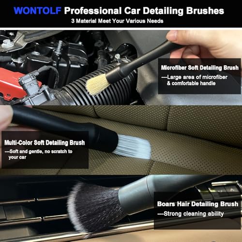 Wontolf Car Wash Kit, Car Cleaning Kit with Long Handle Car Wash Brush, Car Wash Soap, Interior Cleaner, Wheel Cleaner, Window Squeegee, Car Interior Detailing Kit for Cars Trucks RVs SUVs - Thumbnail 7