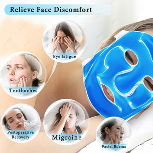 Image of Aqua Ice Face & Eye Cooling Gel Pad and Aloe Vera Gel Mask Ice Pack for Face and Eye Patches Remove Dark Circles, Fatigue Cool Eyes Patch Pads Eye Care | Facial Skin Refresh Face Mask for Hot & Cold Therapy (Aloe Face Mask, Aloe Hole Eye Mask)