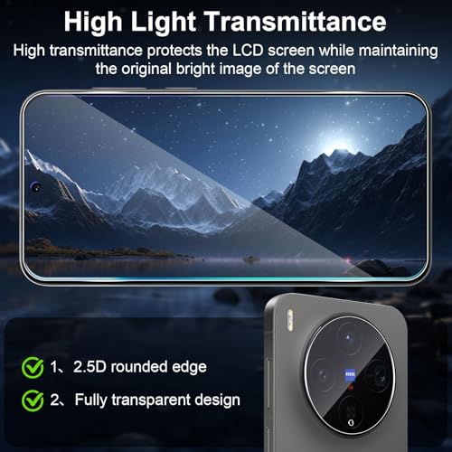 Image of PreCure 2 Pieces Screen Protector for VIVO X300 with 2 Pieces Camera Lens Protector, 0.33 mm HD 9H Ultra Resistant Tempered Glass Tempered Glass