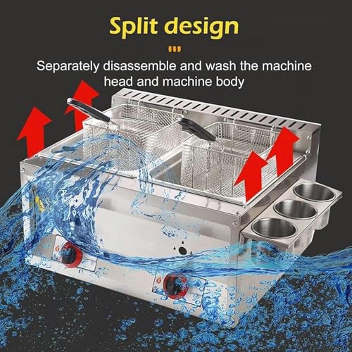 AFLEPCBRQ Professionelle Profi-Fritteuse, Gas-Fritteuse mit Gewürzmulde und 2 Frittierkörben aus Edelstahl, einstellbare Feuerkraft für den Heimgebrauch, leicht zu reinigen (Größe: Doppelzylinder) – Bild 5