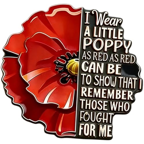 Unisex Red Friday Exquisite Brooch Memorial Day Poppy Brooch Pin Patriotic Red Flower Lapel Pin for Veterans Military Support Pin Jewelry Gift for Men Women (1PC)