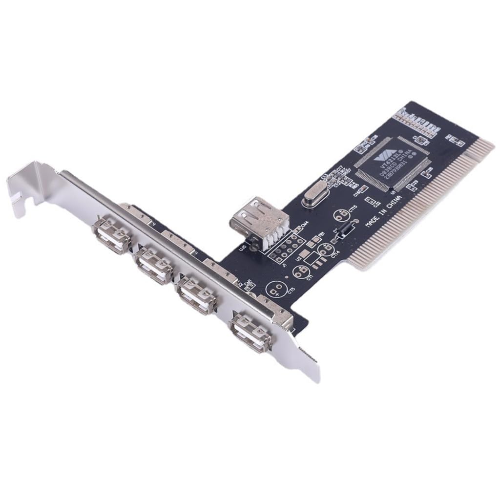 Xbiez 4-Port USB 2.0 PCI Adapter, PCI to USB, 480Mbps, Compatible with Windows 98/ME/2000/XP/Vista, Supports USB 1.1/2.0 Devices