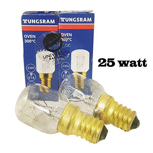 GE by Universal Bargain 25w SES E14 Small Screw Cap Lámparas pigmeas> 300 grados C Microondas/Horno/Lámpara de sal Bombillas Paquete de 2 (25)