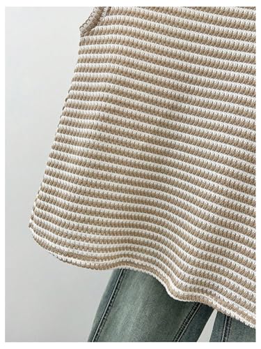 MakeMeChic Girl's Striped Sweater Vest Crew Neck Sleeveless Y2K Summer Knitted Tank Tops4