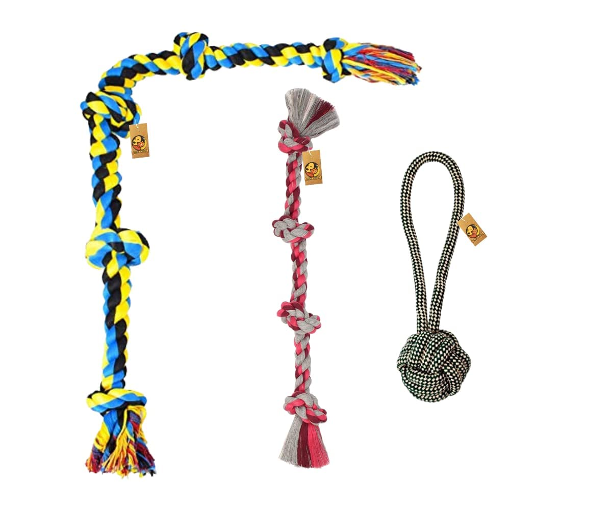 Foodie Puppies Dog Chew Cotton Rope Toys 3in1 Combo for Small to Medium Dogs (4Knot + 5Knot + Handle Rope) Knotted Cotton Chewing Dog Toys for Playing, Teeth Cleaning and Training (Color May Vary) (B0B93F1X7W) Amazon Price History, Amazon Price Tracker