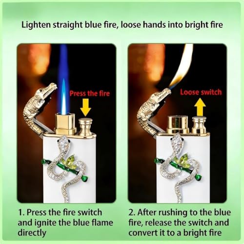 Encendedor Dual Flame para Mujeres, Serpiente 3D Plateada miniatura 4