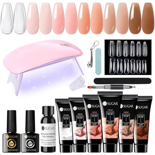 UR SUGAR Polygel Kit Complet avec Lampe UV 36W, 6 Couleurs 15ml Polygel Ongle Kit Polygel Construction Ongle UV Tube Lot Ongle Gel Kit Complet Manicure Kit avec Base et...
