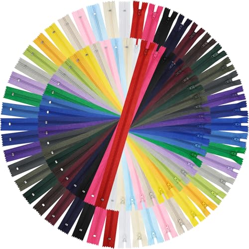 Image of Zippers for Sewing, DOITEM Nylon Coil Zippers, 48 pcs 30 cm /12 Inch and 50 cm /20 Inch Multicolor Nylon Coil Zips for Sewing and Crafts 24 Colors