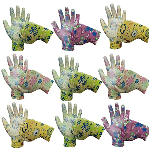Schneespitze 9 Pares Guante jardín,Ladies Funda Flores Guantes de jardinería,Guantes Trabajo Guantes Para Familia Tarea de jardinería,Color al azar