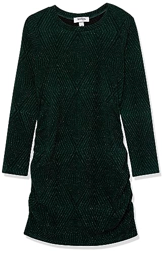 Speechless Girls' Long Sleeve Glitter Knit Ruched Party Dress