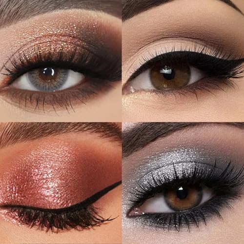 Image of Erinde Nude Brown Eyeshadow Palette, 12 Colors Matte Shimmer Beige Silver Gold Taupe Champagne Gray Black Eye Shadow Palette, Highly Pigmented Long Lasting Waterproof Eyeshadow Pallete, 02
