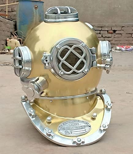 Decorative Diving Helmet, 18-inch Full Size Mark V Navy Style, Brass Finish Replica