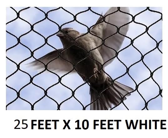 BirdFlee Pigeon Net Anti Bird Nylon Net Unique & Trending Extra (White, 10 X 25)