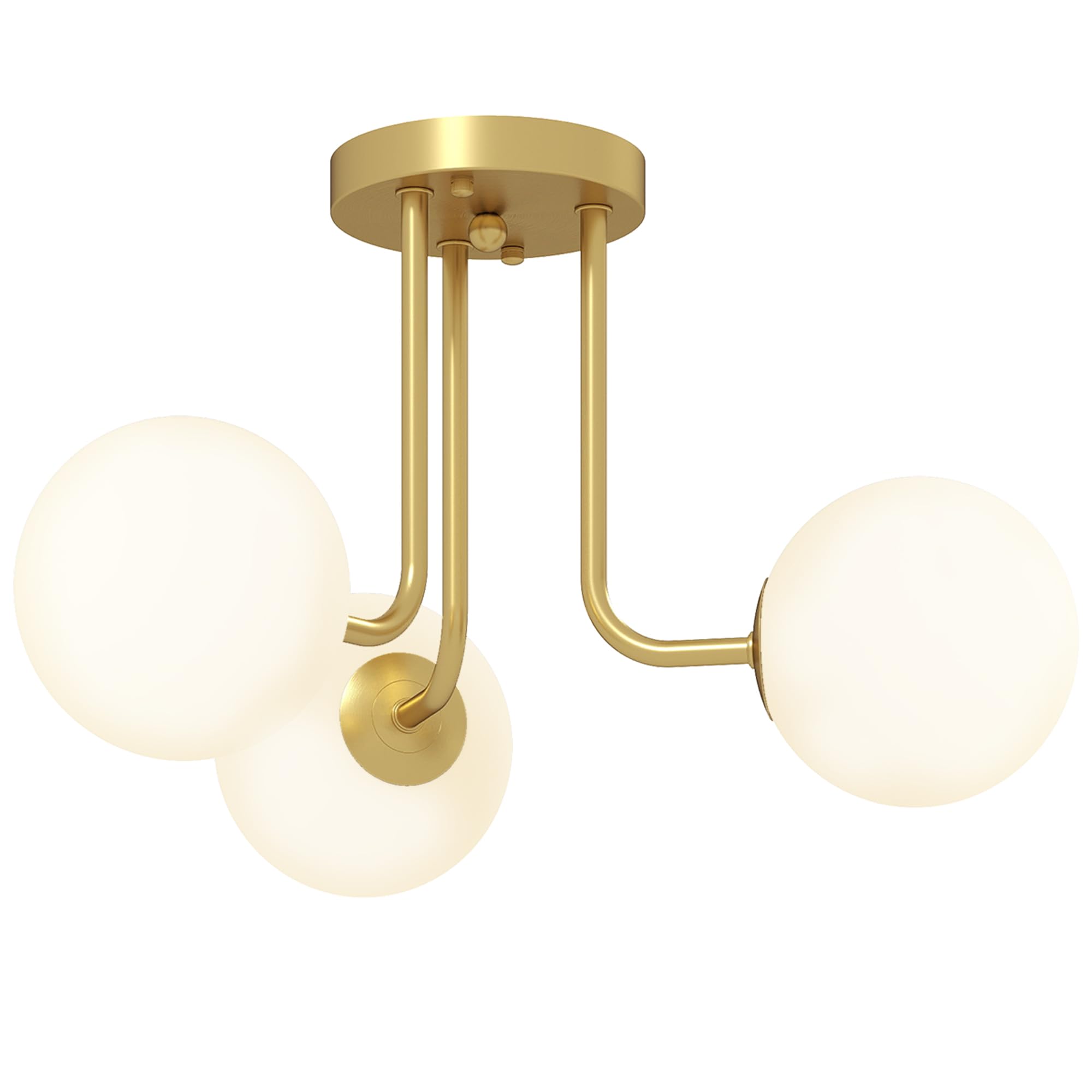 HOMCOM LED Ceiling Light with Globe Shades, Modern 3-Light Ceiling Light with G9 Sockets for Living Room, Bedroom, Dining Room, Bulbs Not Included, Gold Tone