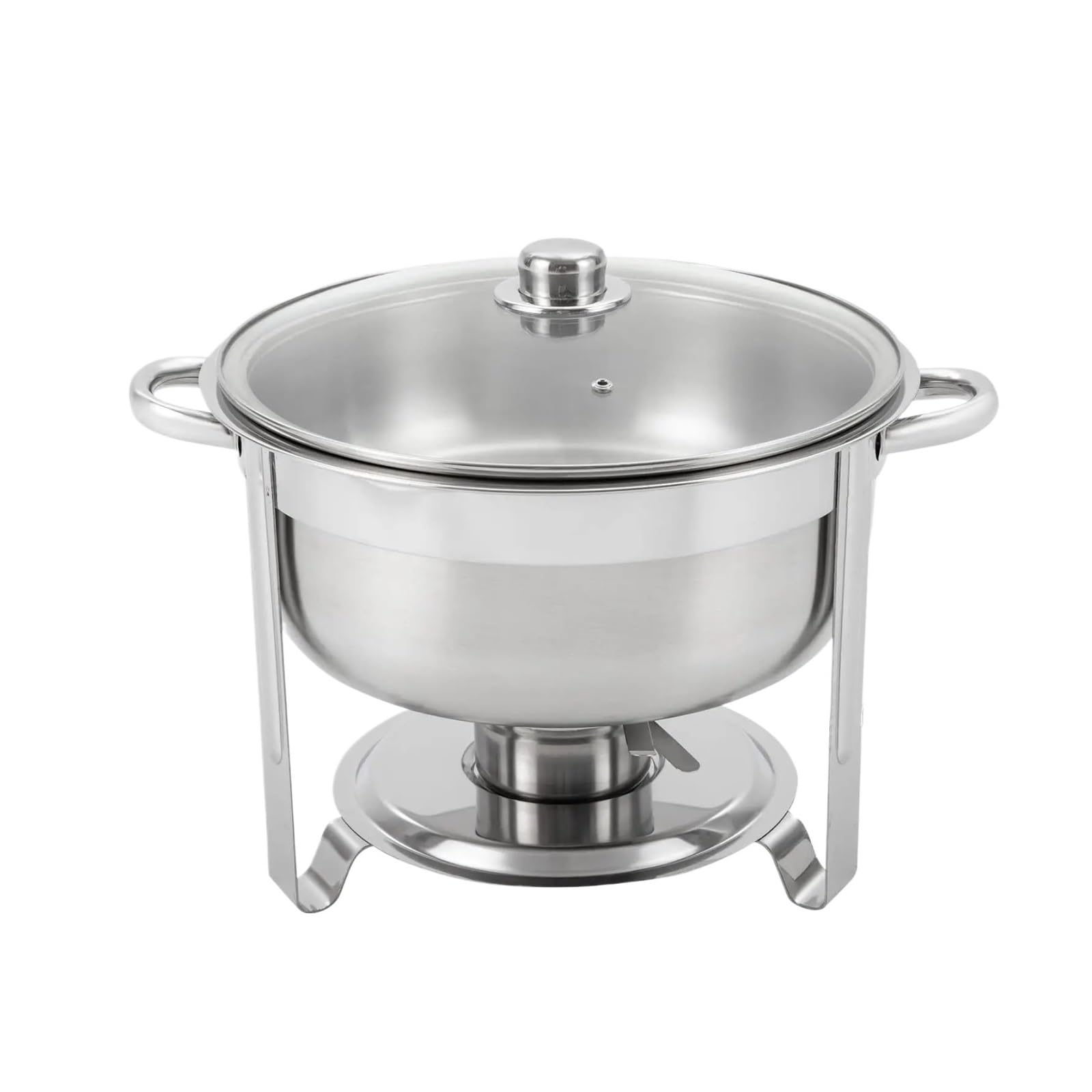 Calentador De Alimentos Redondo, Acero Inoxidable 8,5 Litros Con Tapa Cristal, Recipiente Doble For Catering Buffet Y Fiestasc RetencióN Del Calor De Larga DuracióN