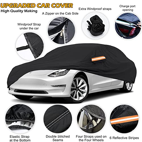 Big Ant Car Cover,Outdoor 100% Waterproof Sedan Car Cover Custom Fit for Tesla Model Y,All Weather Protection Car Covers with Ventilated Mesh & Charging Port Driver Door Zipper,Black by Big Ant - Image 3
