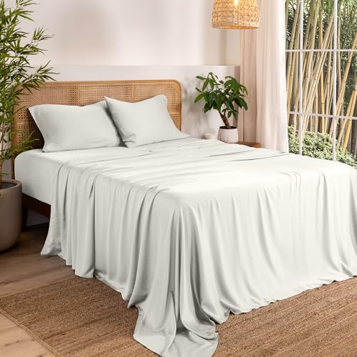 Bare Home 100% Rayon Made from Bamboo Twin XL Sheet Set - 3 Piece Bedding Set - Deep Pockets - Breathable - Easy Fit - Bedding Sheets & Pillowcases (Twin XL, Cream)