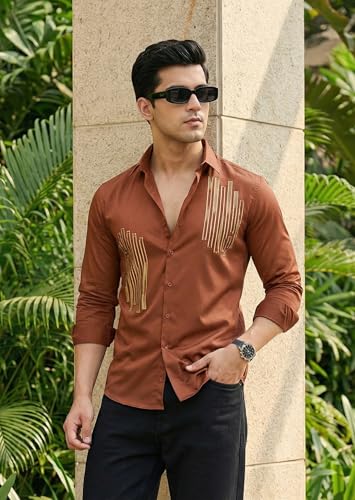 Image of IndoPrimo Men's Stylish Satin Shirt for Party and Casual Wear - Exclusive Designer Full Sleeve Shirt for Men - Pilar