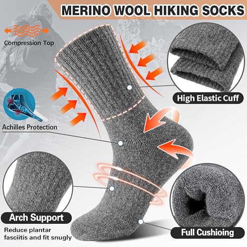 Image of Sandsuced 5 Pack Merino Wool Boot Hiking Socks for Women Warm Winter Thick Thermal Cozy Work Soft Ladies Socks