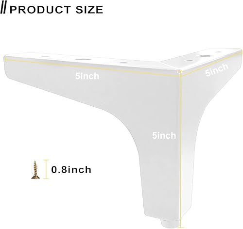 Miniatura 11 de Patas para muebles - Pies modernos: Juego de 8 patas de sofá de repuesto, patas de sofá de metal de 6 pulgadas resistentes Negro