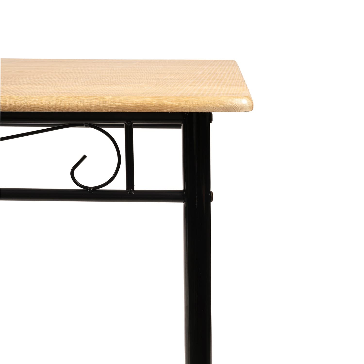 Ensemble Table et 4 Chaises, en Grain de Bois de Hêtre, Pieds en Métal Noir, pour Salle à Manger, Cuisine, Salon