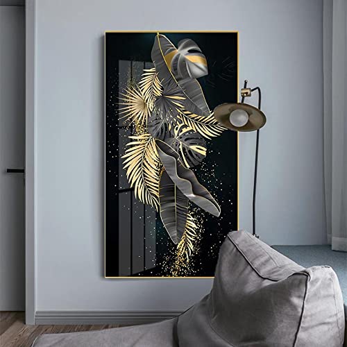 Art prints de salon abstrait et tableau feuille d'or moderne - 4